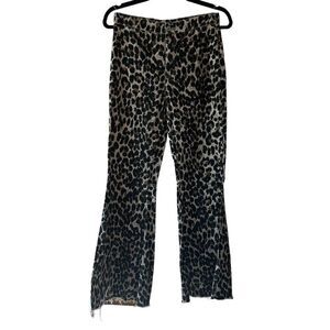 MACARON Leopard Print Flare Jeans